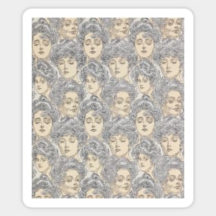 Gibson Girl Wallpaper - Vintage Woman Face All Over Pattern Sticker